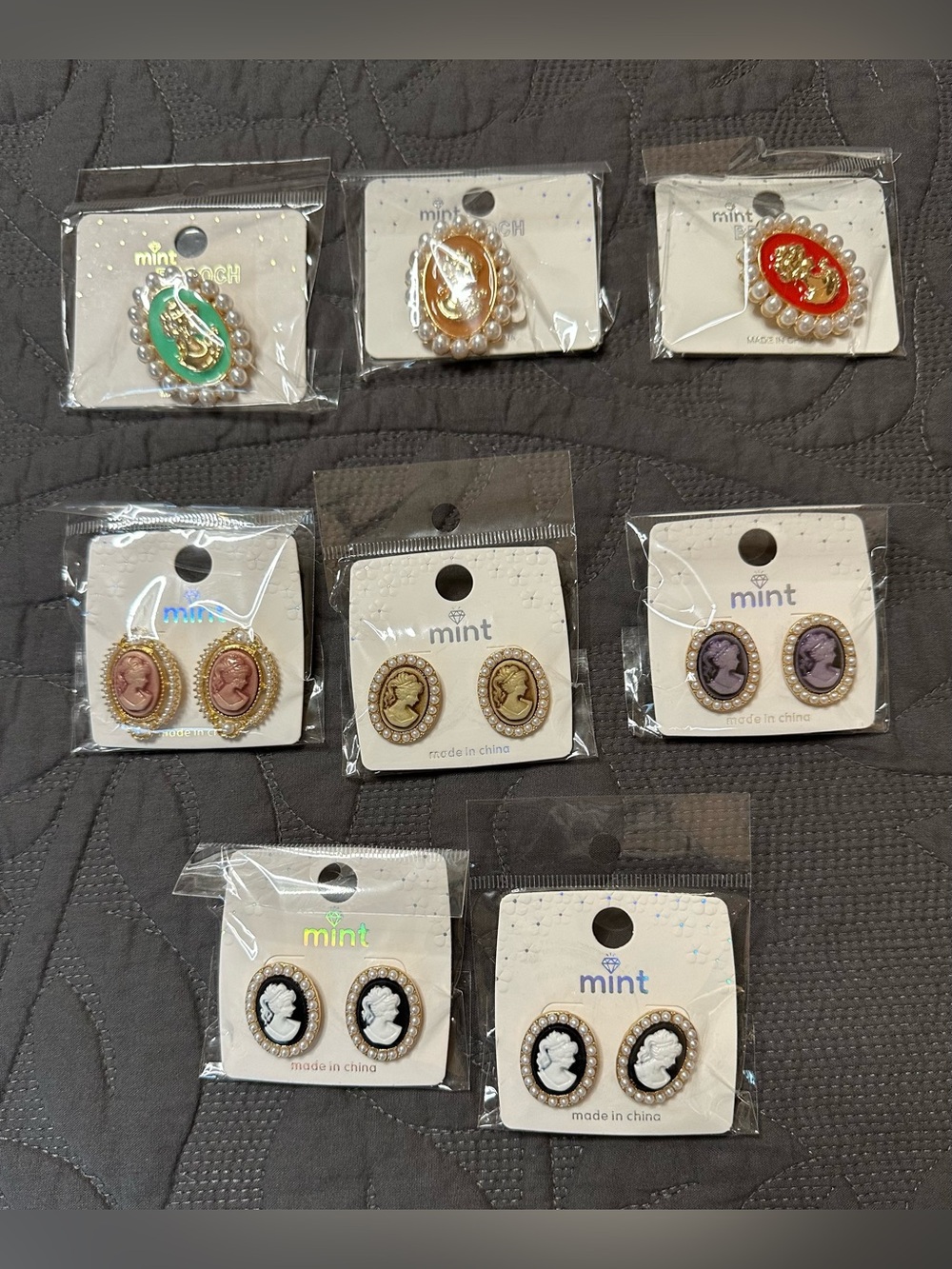 Mint Jewelry Lot NWT Cameo Earrings & Brooches Vintage Inspired Bundle